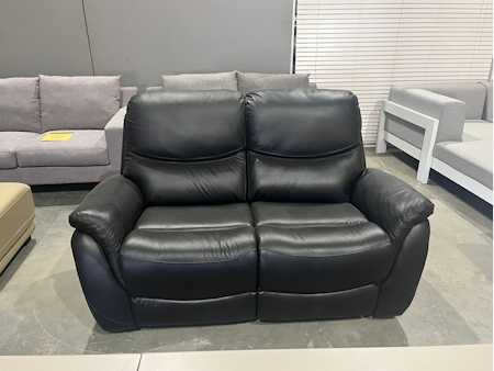RICHMOND Leather Recliner Two Seater Sofa (Colour: Standard Black, Recliner Type: Manual Recliner, Material: Full Leather)